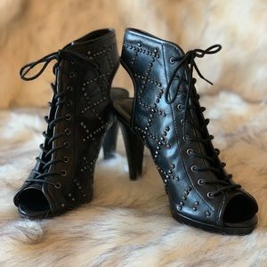 Kelsi Dagger Black Lace Up Moxie Heels